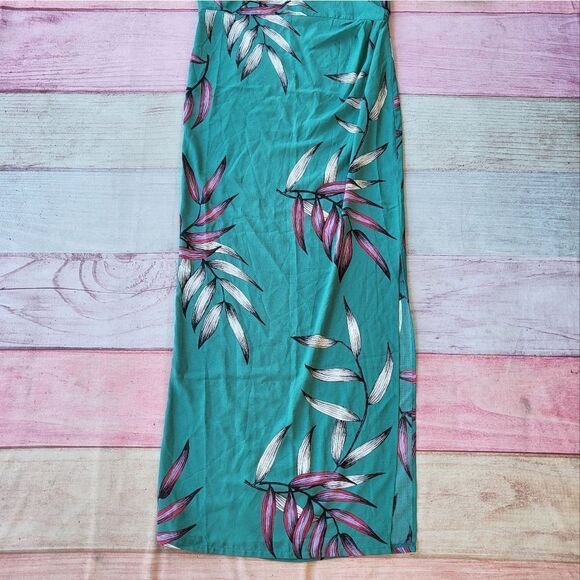 FKSP‎ Folake Kuye Teal Leilani Jade One Shoulder Tropical Draped Maxi Dre… - Picture 6 of 10